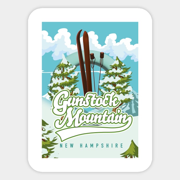 Gunstock Mountain New Hampshire Skiing cartoon Sticker by nickemporium1